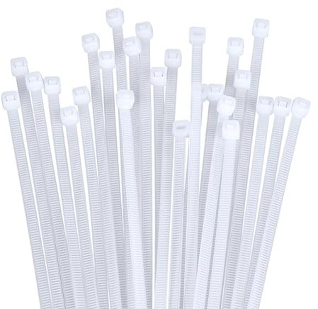 White Cable Zip Ties, 100 Pack Plastic Nylon Self Locking Ties Wraps for Home, Office, Garden and Workshop (150mm x 2.5, Length 6 Inch, Width x 2.5)