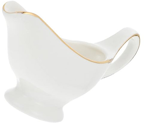 KICHOUSE Jarra para Salsa con Borde Dorado Elegante Porcelana para Comidas Occidentales Calidad de Restaurante