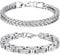 LOCCY Armband Herren, 2 Stück Silber Edelstahl Herrenarmbänder Panzerkette Armband Königskette Armband Figaro Armband Glieder Link Armkette für Männer Jungs (Set 4 Silber-6mm, Zentimeter, 19)