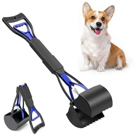 Fahibin Portatile Palette per Escrementi Cani,Pooper Scooper Cane,Animale Domestico Pooper Scooper,60cm/23.6, Pieghevole,Blu