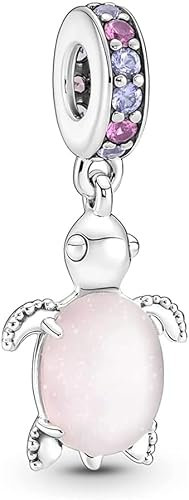 PHCLASY Pink Sea Turtle Charms Anhänger Nettes Tier Kompatibilität für Armband Herz Geburtstagsgeschenk für Frauen