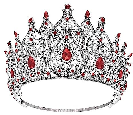Kopfbedeckungen for Damen, Haarschmuck, Krone, Diademe for Damen, Miss Universe, Herzform, Braut-Diademe, Royal Queen, große Kronen for Damen, Haar-Accessoires for Hochzeiten, Strass-Festzug-Diadem(Co