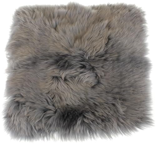 MACOSA Dekofell eckig Anthrazit 35 cm echtes Lammfell modern Sitzplaid Sitzkissen Deko-Fell Tischdeko Echtfell Sitzauflage Stuhlkissen Fellteppich klein (Anthrazit)