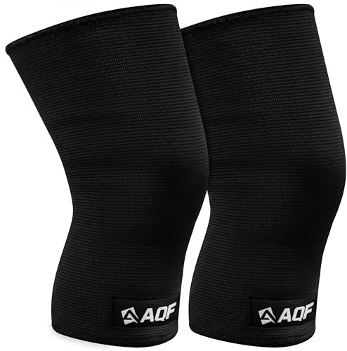 AQF Ginocchiere Palestra - Singolo, Doppio e Triplo Ginocchiere Powerlifting - Ginocchiere Uomo e Donna, Knee Support for Stacchi, Squat, & Pallavolo (2 Strato, M)