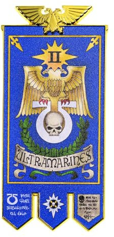 Starforged Warhammer 40K Space Marines 2 Ultramarines Second Company - Imán para nevera con bandera militar