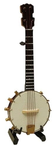 Modellbausatz für Musikinstrumente Banjo-Modell-Ornamente Geschenke Hölzerne Mini-Musikinstrument-Ornamente Können Für Die Heimdekoration Verwendet Werden(A 10 cm)