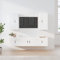 IKAYAA 5-TLG Wohnwand Wohnzimmer Hängend Wohnwand Modern Wohnzimmer Schrankwand Wohnzimmer Möbel TV Board Hängend TV Lowboard Hängend Hochglanz-Weiß Type-22