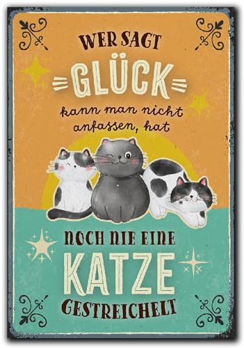 LANOLU Kühlschrankmagnete lustig- Glück, Katze - Geschenke für Katzenliebhaber- lustige Magnete mit Sprüchen und witzigen Motiven 8x5,5cm
