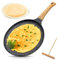 LOMUG Crepe Pfanne 28cm Antihaftpfanne Omlettpfanne Pfannkuchen flache Pfanne mit Schweizer Granit Antihaftversiegelung, Bakelitegriff, Induktions Kompatibel, PFOA-Frei（Grau）