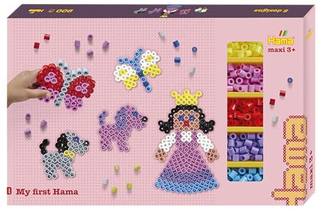 Hama Bügelperlen maxi Set mit Stiftplatten 900 Stück Geschenkpackung, Pink
