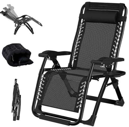 CYHWQ Chaise Longue Jardin Exterieur, Chaise Longue Pliante, Capacité de Charge 200 Kg, Dossier RéGlable avec Coussins et Porte-Gobelets, Transat Jardin Exterieur pour La Piscine et La Plage