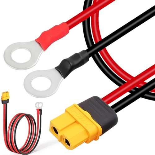 DAOKAI XT60 auf O-Ring-Terminalkabel,XT60H Buchse auf M8 O-Ring-Stecker Verlängerungskabel 12AWG 1m RC ESC Ladegerät Seite Power,für RC-Lipo-Batterie, FPV-Renndrohne-2stk