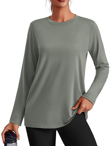 PINSPARK Womens Long Sleeve Tops Gym Shirts Sports T-Shirt UPF 50+ Workout Yoga Running Top Quick Dry Fitness Shirt Activewear