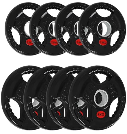ALLinLIFE Discos Pesas, 2.5/5/7.5/10/15/20kg, Discos Mancuernas de Hierro Fundido Ø30/50mm, Antideslizante/Impermeable, Discos de Pesas Metálicas para Barras Olimpicos