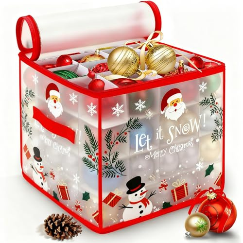 ZEXUPORIUM Weihnachtskugeln Aufbewahrung, Aufbewahrungsbox Weihnachtskugeln mit 64 Fächern je 8 cm, Zusammenklappbar, für empfindlichen Weihnachtsschmuck