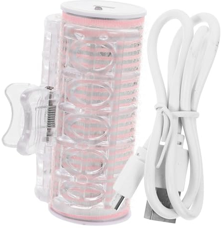 PENIKOKO USB Rechargeable Bang Roller Hair Curler for Women Automatic Heating Hair Styling Tool Lightweight Portable and Textures Pink