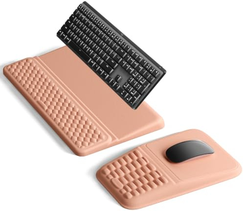 VAYDEER Set 3-en-1 avec rehausseur de clavier et repose-poignet, Rose | Comprend un rehausseur de clavier, un repose-poignet et un tapis de souris en mousse à mémoire.
