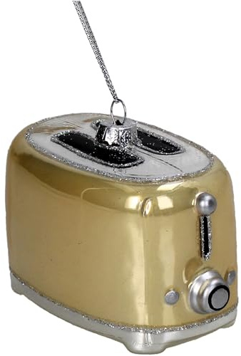 HD Collection Christbaumschmuck Glas 6,5cm - Toaster Aufhängen - Weihnachtsbaum Anhänger für Weihnachten - Christbaumanhänger & Weihnachtsbaumschmuck - Gold