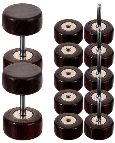 HANABASS 6pcs Boucles D'oreilles à Faux Écarteurs en Bois et Acier Inoxydable pour Hommes, Confort Optimal et Style Unique pour Mariages et Anniversaires