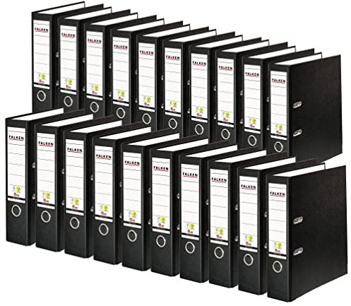 Original Falken 20er Pack PP-Color Kunststoff-Ordner. Made in Germany. 8 cm breit DIN A4 schwarz Ringordner Vegan Aktenordner Briefordner Büroordner Plastikordner Schlitzordner
