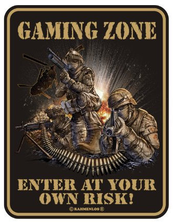 Blechschild Schild mit Motiv/Spruch Gaming Zone Größe 17 x 22 cm, Material rostfreies Aluminium 3 mm Bohrung an jeder Ecke