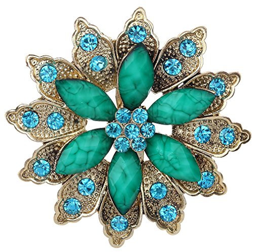 YAZILIND Lese Silber Uberzogene Grune Blumen Kristall Korean Brosche Fur Frauen