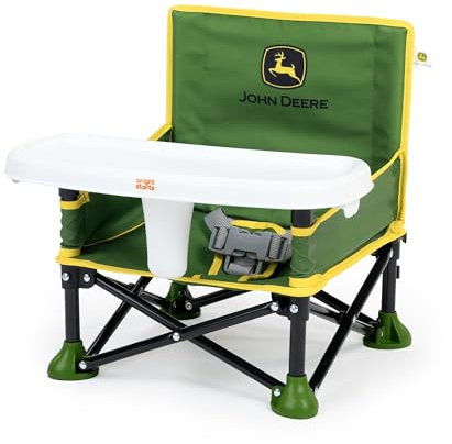 Bright Starts John Deere Pop 'N Sit Portable Booster Chair, Floor Seat, Indoor/Outdoor Use, Compact Fold, Green and Yellow, 6 Mos - 3 Yrs