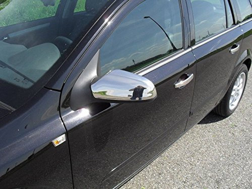 RECAMBO Edelstahl kompatibel für Opel Astra H Spiegel Kappen - Hochglanz poliert, Chrom Look - Styling und Schutz für ihr Auto