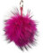 Realkontor XXL Taschenanhänger mit Lederband und Karabiner, Schlüsselanhänger Bommel Pelzbommel Pompon Pelz Fell Echtpelz, Pink, XXL 16-20 cm Durchmesser