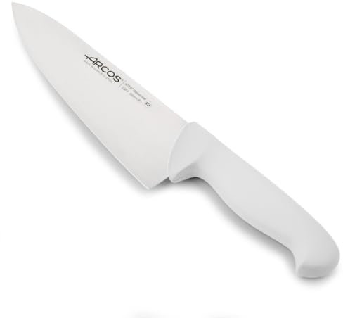 Arcos Séries 2900 - Couteau du Chef Couteau à Découper - Lame Acier Inoxydable Nitrum 200 mm - Manche Polypropylène Couleur Blanc