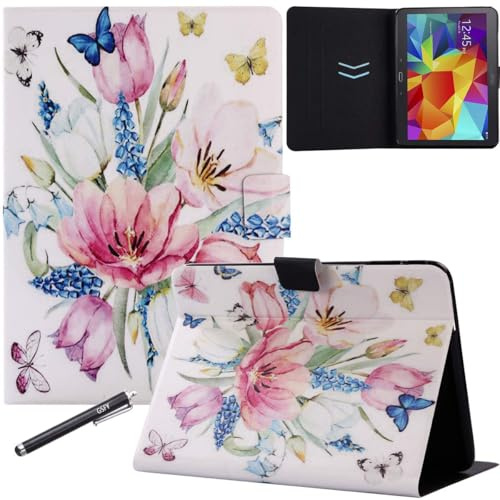 Galaxy Tab 4 10.1 T530 Case, Newshine Ultra Slim Lightweight Smart Stand Case Auto Sleep/Wake with TPU Back Cover for Samsung Galaxy Tab 4 10.1-inch (SM-T530NU) - Spring Flower