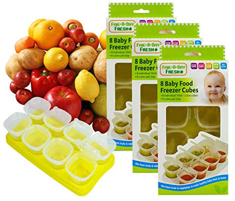 Baby Weaning Food Pots Freezer Tubs Stacking Tray Cubes Containers BPA Free for Storing Mashed Food, Formula, Snacks, Breast Milk & Fresh Food Pack of 3