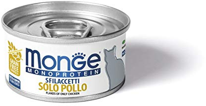Monge Monoprotein Chicken, Nassfutter für Katzen (Katzenfutter aus Huhn, schmackhafte Rezeptur, ausgewogenes Katzenfeuchtfutter, hochwertiges Futter, getreidefrei, 80 g)
