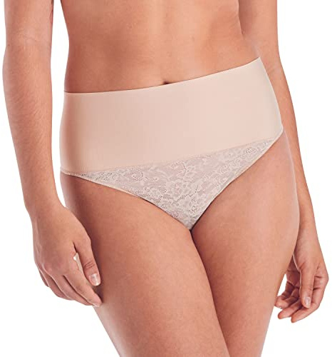Maidenform Women's Women's Tame Your Tummy Shaping Lace Thong With Cool Comfort Thong Panties