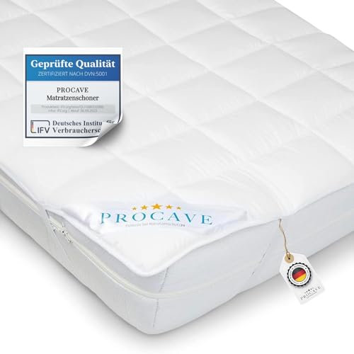 PROCAVE Matratzenschoner 130x200 cm Micro-Comfort - Matratzenbezug - Matratzentopper - atmungsaktive Matratzenauflage - Made in Germany - Matratzenschutz mit Eckgummis Weiß