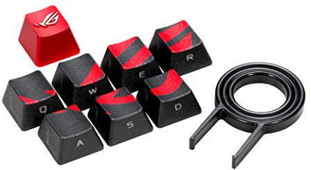 ASUS ROG Gaming Keycap Set - Teclas FPS/MOBA Iluminadas Lateralmente Compatibles con Teclados Mecánicos Cherry MX, Incluye una Tecla de Color Rojo Metálico y una Herramienta de Extracción