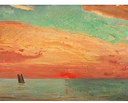 Fujishima Sonnenaufgang über Ostsee Sonnenuntergang Gemälde ungerahmt Wandbild Kunstdruck Poster Heimdekoration Premium