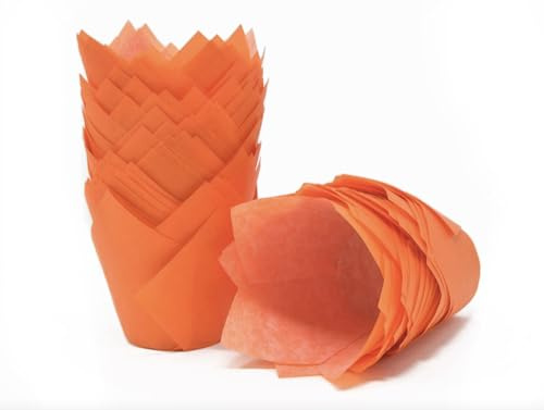 Bakerydirect 50 Standard Size Tulip Muffin Wraps Cases Orange