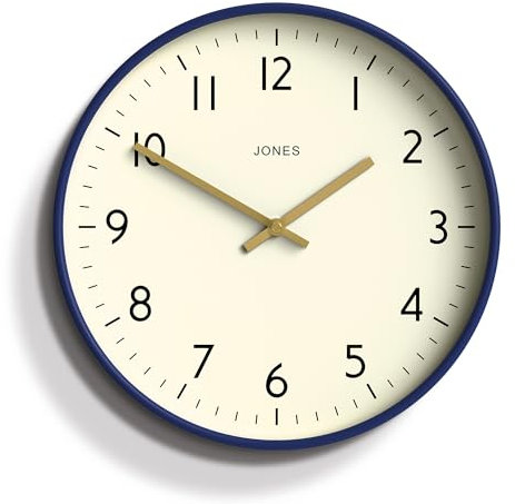 JONES CLOCKS® Studio Uhr | Moderne runde wanduhr | 30cm | Dunkles Marineblau | Leicht lesbare Zahlen | Vielseitiges Design für küche, Wohnzimmer oder büro