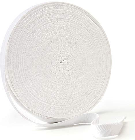 LUTER Fischgrätenband Baumwoll Band Twillband Band (Weiß, 45m)