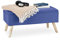 Relaxdays, blau Sitzbank mit Stauraum, gepolstert, Holzbeine, Truhenbank Stoffbezug, HxBxT: 39,5 x 79,5 x 39,5 cm