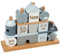 Steckspiel Haus blau personalisierbar mit Name und Geburtsdaten Baby Geschenk mit Gravur