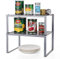 LIANTRAL Küchenregal, Küchenschrank Organizer 2er Set, Erweiterbar und Stapelbar Gewürzregal, Küchen Organizer, Metall kleines Regal für Schrank Arbeitsplatte Speisekammer, Silber