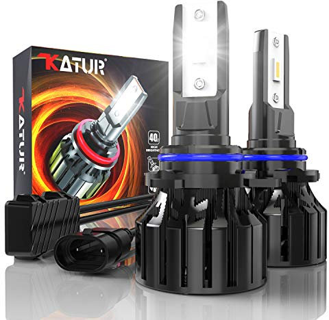 KATUR 9012 Headlight Bulb, 80W 16000LM 6000K Cool White 400% Brightness Super Bright 360 Degree Adjustable Beam Angle HIR2 9012 Car Headlight Bulb Conversion Kit IP65 Waterproof, Pack of 2