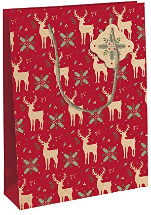 Clairefontaine X- 29547-2C - Geschenktüte L, 26,5x14x33 cm, 210g, 100% Recycling Kraftpapier, umweltfreundlich, 1 Stück, Lovely home red