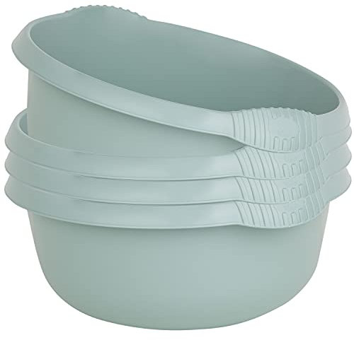 #11 4x Schüssel Set Rund Grün - 7 Liter - 32 cm - Waschschüssel, Spülschüssel, Wasserschüssel - Lebensmittelecht - Kunststoff Spüle