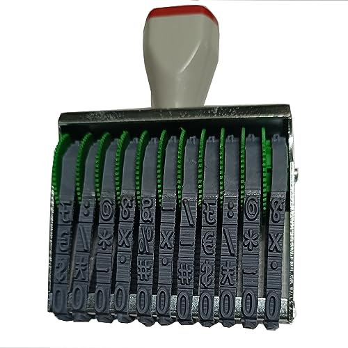 WANLIAN11 Band Gummi Nummerierungsstempel, Multifunktions DIY veränderbar (0-9)10 Ziffern Zahlen und 3 zufälligen Zeichen, einstellbares Datum Ziffernstempel, Abdruckgröße 68 x 7 mm, mehrfarbig