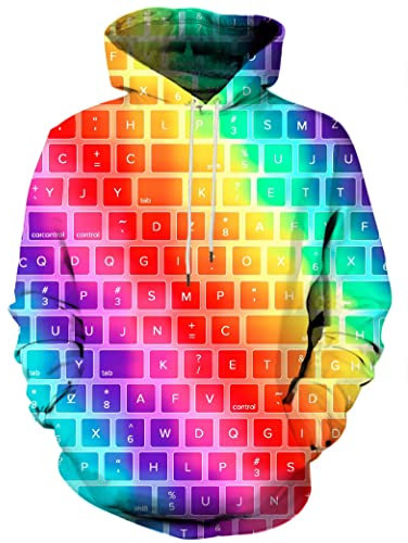 EOWJEED Unisex Realistische 3D gedruckte Hoodies Unisex Langarm Sweatshirts Pullover für Männer Frauen mit großen Taschen, Keyboard-jp39, Medium