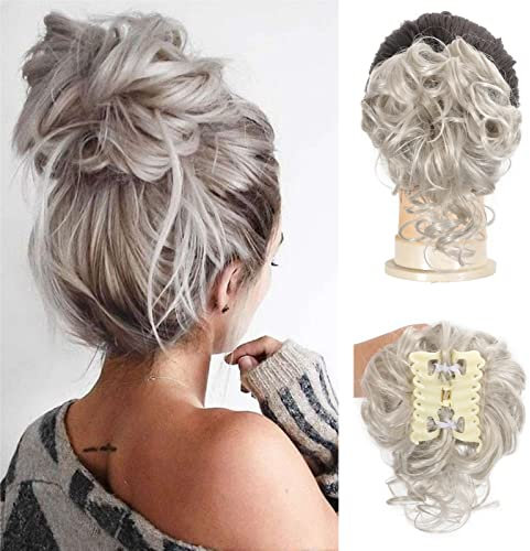 Haarknoten-Haarteile mit Haarklammer, gewelltes, lockiges Haar, Chignon-Haarteile, zerrissene Hochsteckfrisuren, Donut-Haarknoten, Kunsthaar, Pferdeschwanz für Damen und Mädchen