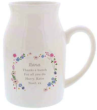 Personalised Floral Flower Ceramic Jug Vase New Home Flower Jug Birthday Gift Thank You Mum